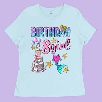 Birthday Girl 8 Ladies Tee Designed By Bundleandbundleshop