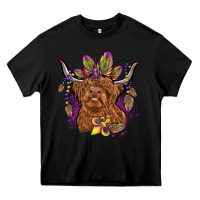 Black mardi gras cow Heavy Core Tee - OliviaCreatesArt