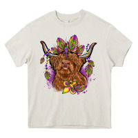 Cream mardi gras cow Heavy Core Tee - OliviaCreatesArt