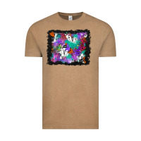 Vintage Coffee halloween ghost and turquoise glitter background Vintage Tee - BundleAndBundleShop