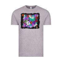 Vintage Zinc halloween ghost and turquoise glitter background Vintage Tee - BundleAndBundleShop