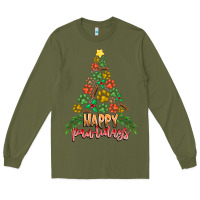 Army Green paw print christmas tree Long Sleeve Tee - CowhideDigitalArt