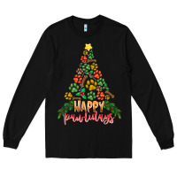 Black paw print christmas tree Long Sleeve Tee - CowhideDigitalArt