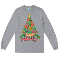 Heather Grey paw print christmas tree Long Sleeve Tee - CowhideDigitalArt