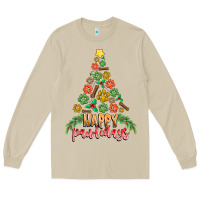 Mushroom paw print christmas tree Long Sleeve Tee - CowhideDigitalArt