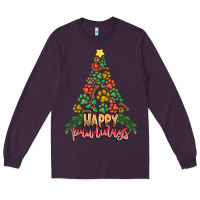 Plum paw print christmas tree Long Sleeve Tee - CowhideDigitalArt