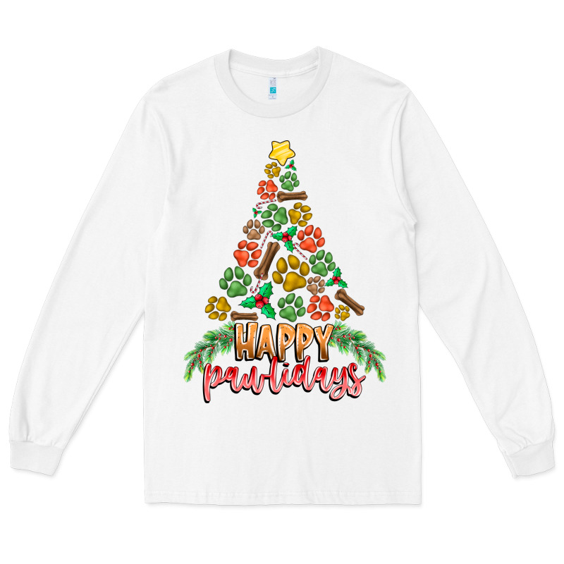 Paw Print Christmas Tree Long Sleeve Tee by CowhideDigitalArt | Teevron