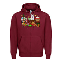 Burgundy Christmas coffee cups with White Shepherd Zipper Hoodie - RanaPortraitStore