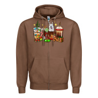 Chestnut Christmas coffee cups with White Shepherd Zipper Hoodie - RanaPortraitStore