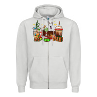 Dove Grey Christmas coffee cups with White Shepherd Zipper Hoodie - RanaPortraitStore