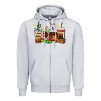 Heather Grey Christmas coffee cups with White Shepherd Zipper Hoodie - RanaPortraitStore