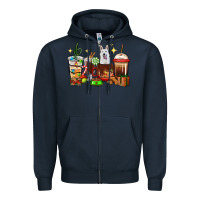 Navy Christmas coffee cups with White Shepherd Zipper Hoodie - RanaPortraitStore