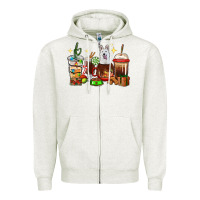 Oatmeal Heather Christmas coffee cups with White Shepherd Zipper Hoodie - RanaPortraitStore