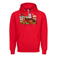 Red Christmas coffee cups with White Shepherd Zipper Hoodie - RanaPortraitStore