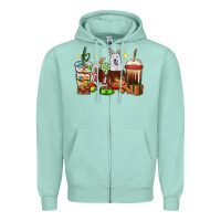 Seafoam Christmas coffee cups with White Shepherd Zipper Hoodie - RanaPortraitStore