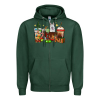 Sports Green Christmas coffee cups with White Shepherd Zipper Hoodie - RanaPortraitStore