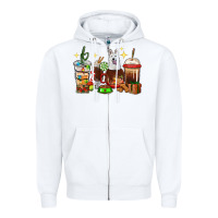 Christmas Coffee Cups With White Shepherd Zipper Hoodie | Teevron