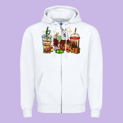 Christmas Coffee Cups With White Shepherd Zipper Hoodie Designed By Ranaportraitstore