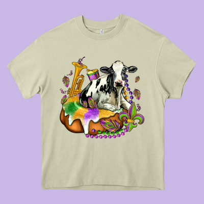 Holstein Mardi Gras Heavy Core Tee Designed By Oliviacreatesart