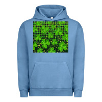 Pigment Pebble Blue shamrock and plaid Urban Hoodie - RanaPortraitStore