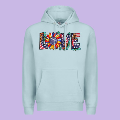 Love Sunflower Usa Flag Leopard Premium Hoodie Designed By Artiststas