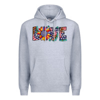 Heather Grey love sunflower usa flag leopard Premium Hoodie - Artiststas