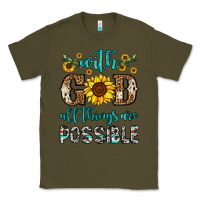 Army Green with god all things are possible Classic Tee - OliviaCreatesArt