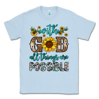 Dusty Blue with god all things are possible Classic Tee - OliviaCreatesArt