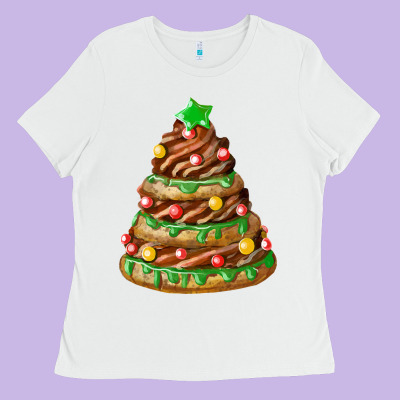 Chocolate Christmas Cookie Cake Ladies Tee Designed By Fadigitalartstudio