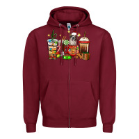Burgundy Christmas coffee cups with Saint Bernard Zipper Hoodie - RanaPortraitStore