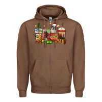 Chestnut Christmas coffee cups with Saint Bernard Zipper Hoodie - RanaPortraitStore