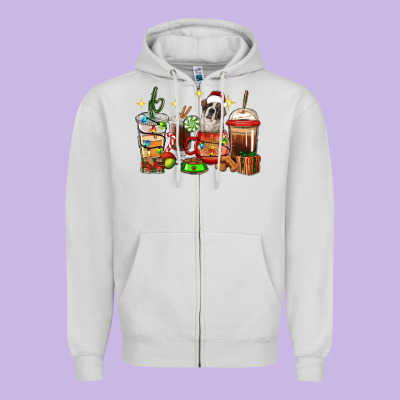Christmas Coffee Cups With Saint Bernard Zipper Hoodie Designed By Ranaportraitstore