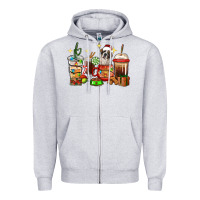 Heather Grey Christmas coffee cups with Saint Bernard Zipper Hoodie - RanaPortraitStore