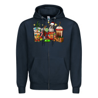 Navy Christmas coffee cups with Saint Bernard Zipper Hoodie - RanaPortraitStore