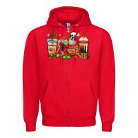 Red Christmas coffee cups with Saint Bernard Zipper Hoodie - RanaPortraitStore