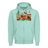 Seafoam Christmas coffee cups with Saint Bernard Zipper Hoodie - RanaPortraitStore