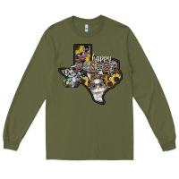 Army Green Happy Easter Texas Long Sleeve Tee - CowhideDigitalArt