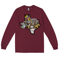 Burgundy Happy Easter Texas Long Sleeve Tee - CowhideDigitalArt