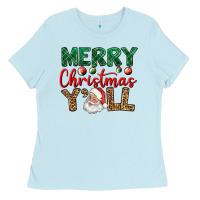 Baby Blue merry christmas y'all Ladies Tee - BundleAndBundleShop