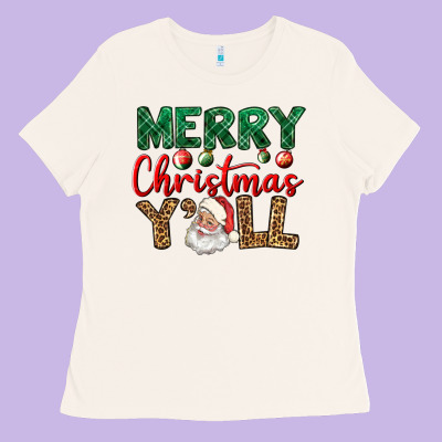Merry Christmas Y'all Ladies Tee Designed By Bundleandbundleshop