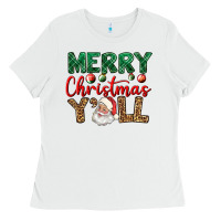 White merry christmas y'all Ladies Tee - BundleAndBundleShop