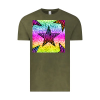 Vintage Olive zebra glitter star seamless pattern Vintage Tee - BundleAndBundleShop