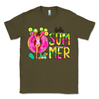 Army Green Hello Summer Donut Girl Classic Tee - CowCowDesign