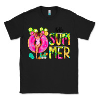 Black Hello Summer Donut Girl Classic Tee - CowCowDesign