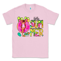 Bubblegum Pink Hello Summer Donut Girl Classic Tee - CowCowDesign
