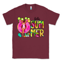 Burgundy Hello Summer Donut Girl Classic Tee - CowCowDesign