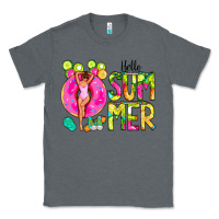 Charcoal Heather Hello Summer Donut Girl Classic Tee - CowCowDesign