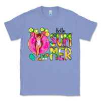 Colony Blue Hello Summer Donut Girl Classic Tee - CowCowDesign
