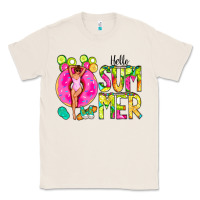 Natural Hello Summer Donut Girl Classic Tee - CowCowDesign