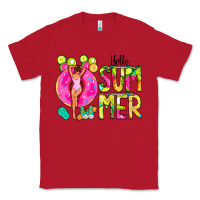 Red Hello Summer Donut Girl Classic Tee - CowCowDesign